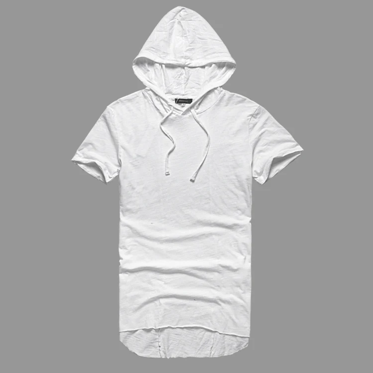 ivory white Новая весенне-летняя мужская футболка из чистого бамбукового хлопка с коротким рукавом, облегающая мужская длинная шляпа в стиле хип-хоп, фирменный дизайн, футболка T383 - Цвет: ivory white