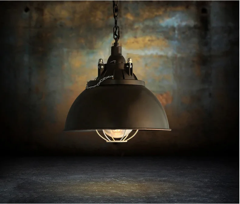 Лофт промышленный подвесной светильник в стиле ретро одноголовый черный