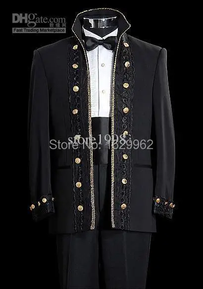 Wholesale - Custom sizes and colors double-breasted black tuxedo groom groomsman groomsmen men wedding dress Groom ( Jacket + pa | Мужская
