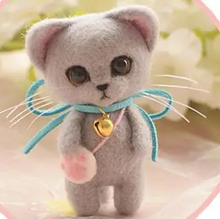 Blue cat Имитация кошачьей шерсти, набор для рукоделия, шерсть, войлок, игла для украшения, рукоделие, ручная работа - Цвет: Blue cat