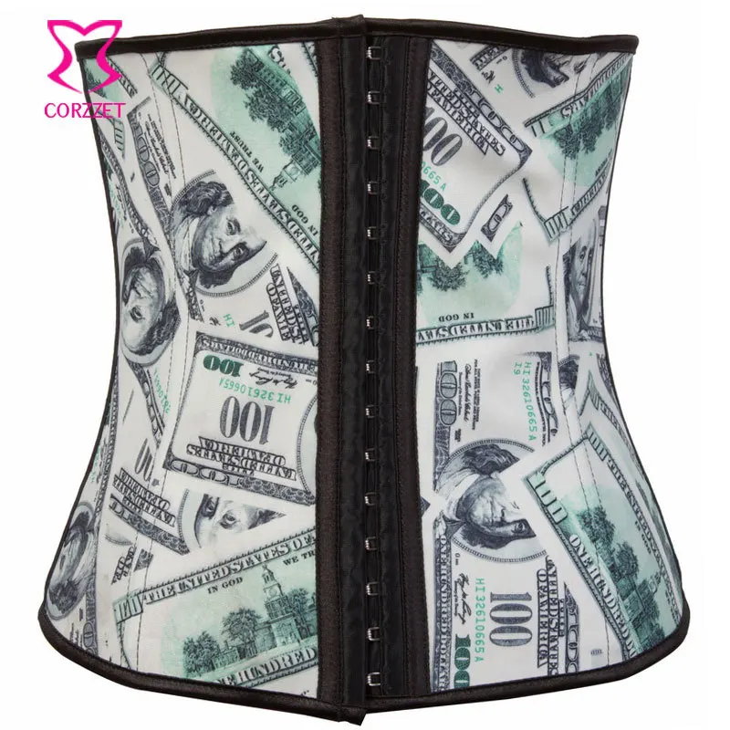 Корсет из латекса с принтом денег и дождя корсет для талии утягивающие корсеты