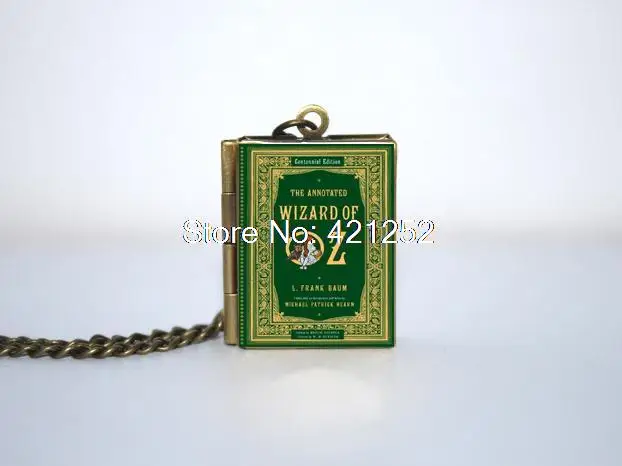 Волшебник Оз Обложка книжка медальон ожерелье Брелок Серебряный и бронзовый тон