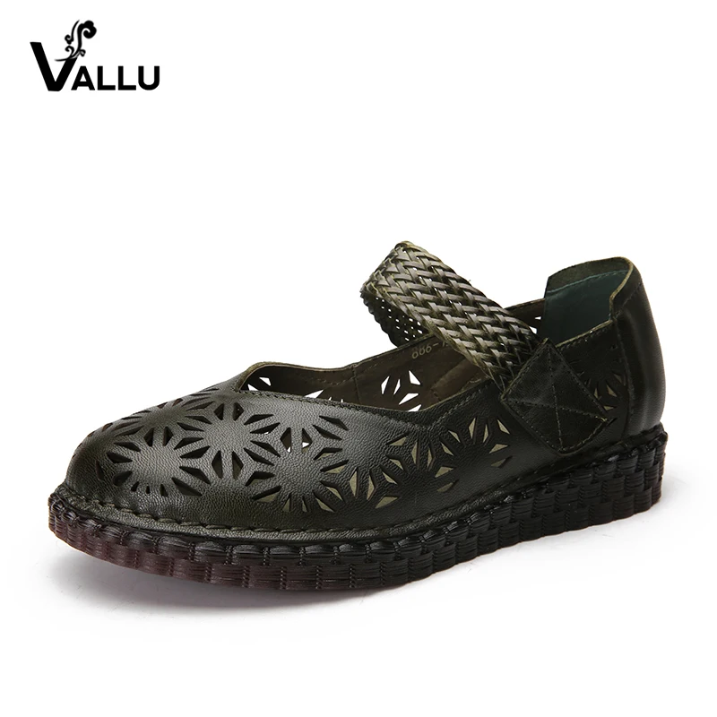 Женские ажурные туфли VALLU винтажные из натуральной кожи на плоской подошве с
