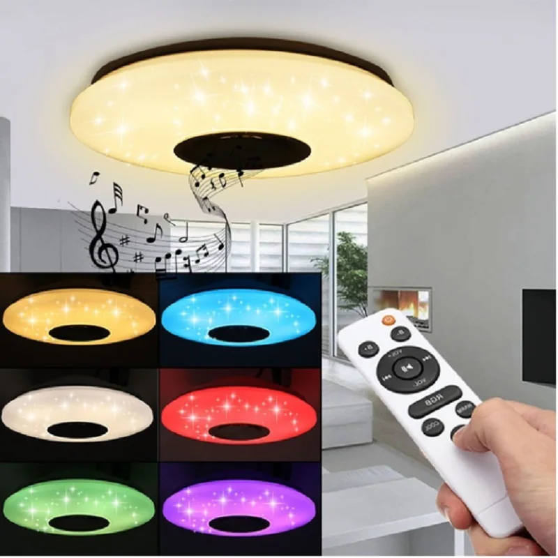 36 Вт светодиодный Bluetooth динамик потолочные светильники 110 В 220 В RGB затемнения приложение дистанционное управление Bluetooth Музыка Свет
