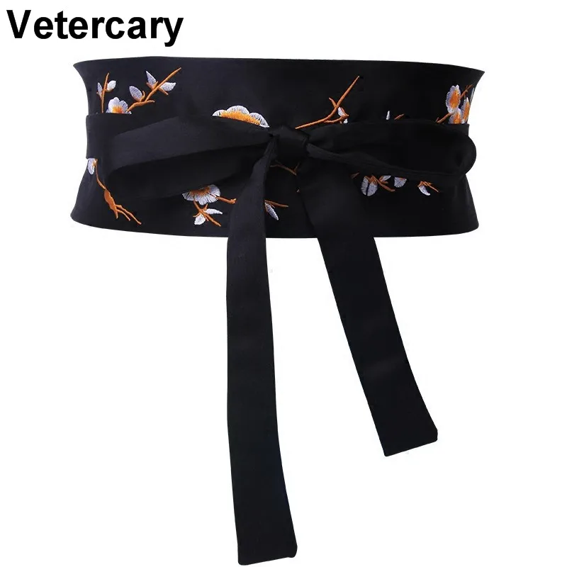 New fashion wide embroidery waistbands for women black flower bow design HOT Slimming Body Belts Corset Girdle dress lady party |