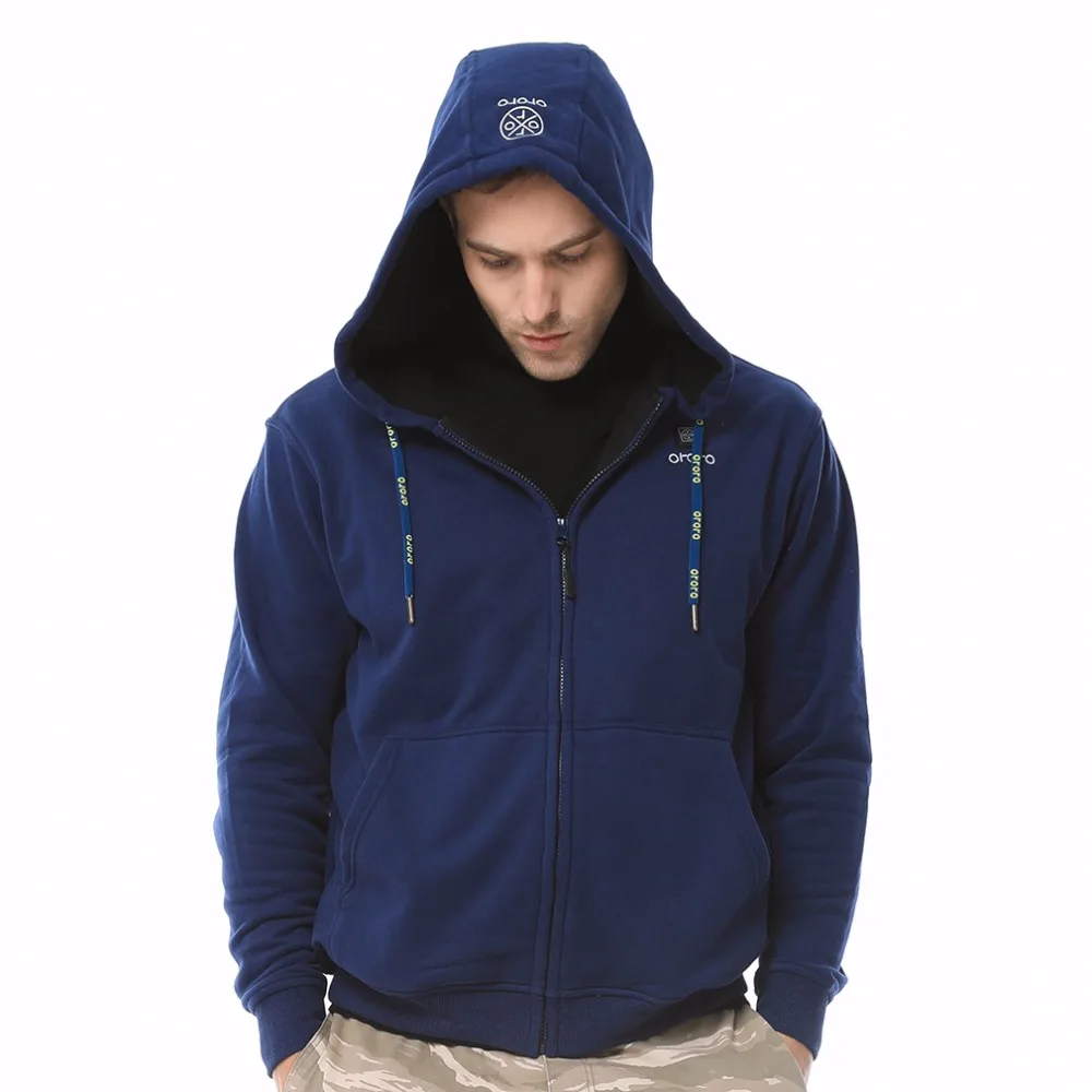 Ororo унисекс Женские Мужские С Подогревом Куртки Full Zip Hoodie серый темно-с подогревом
