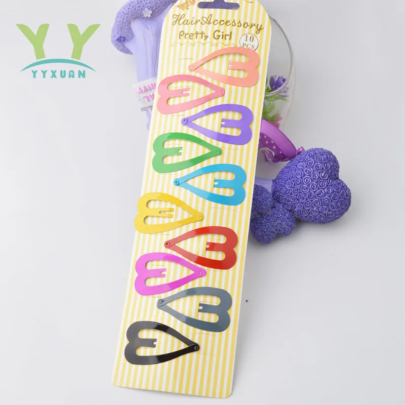 Heart Pattern 10 шт. Высокое качество печать оснастки заколки для волос для детей Твердые Matel шпильки для девочек аксессуары для волос Зажимы - Цвет: Heart Pattern