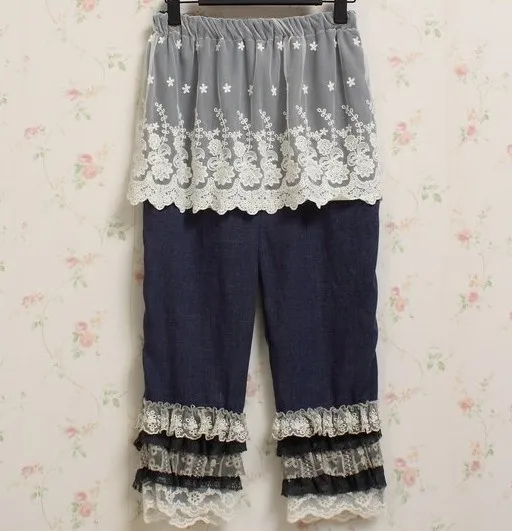 Капри женские кружевные с эластичным поясом повседневные свободные