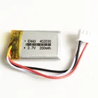 3,7 V Lipo полимерная аккумуляторная батарея 200mAh 402030 JST 2,54 мм по индивидуальному заказу оптовая продажа CE FCC ROHS MSDS сертификация качества
