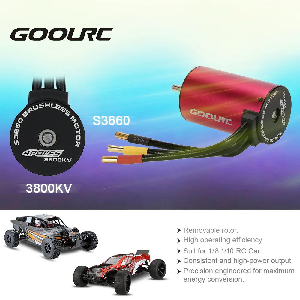 Оригинальный 4 полюсный бесщеточный двигатель GoolRC S3660 3800KV для 1/8 1/10 RC Car Truck|motor