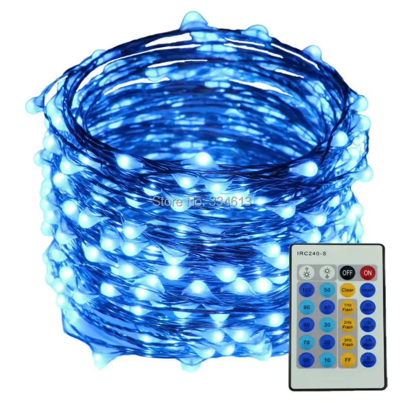 12 м 40 футов 240LED струнные Огни Медный провод Звездные гирлянды Рождественские Свадебные уличные садовые фонари с пультом дистанционного управления