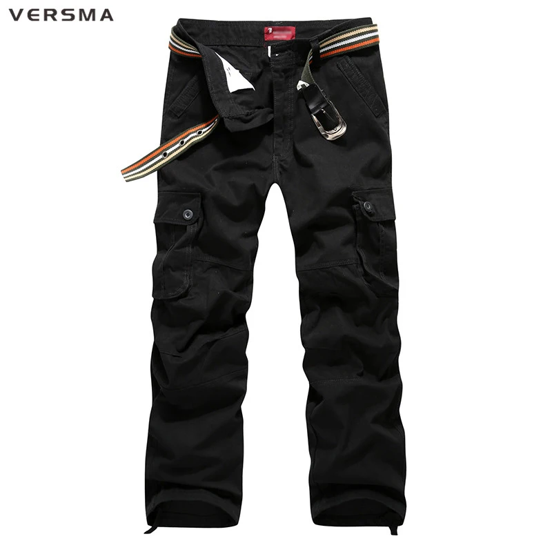 Мужские камуфляжные брюки-карго из хлопка без ремня