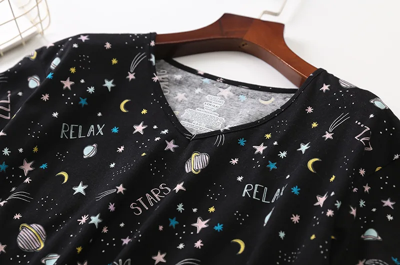 S-3XL женские рубашки с героями мультфильмов и шорты с круглым вырезом, короткий рукав, Женский пижамный комплект, хлопок, большие размеры, летние женские пижамы с принтом, топы - Цвет: black