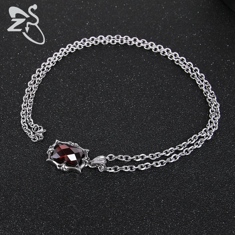 Ожерелье с красным кристаллом ZS ожерелья из нержавеющей стали в стиле панк для