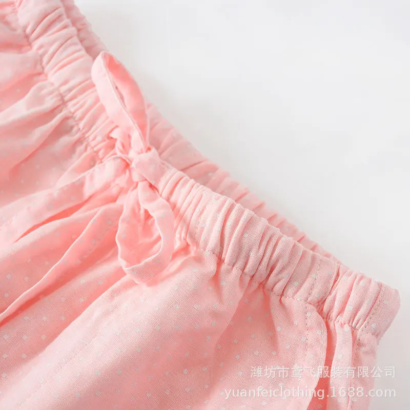 Couples Shorts Thin Pajamas Summer Cotton Double Gauze Printing Leisure Home Sleeping Pants Women and Men Sleep Bottoms