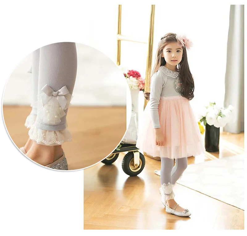 Весенняя одежда детские леггинсы школьные штаны кружевные для девочек От 2 до 7