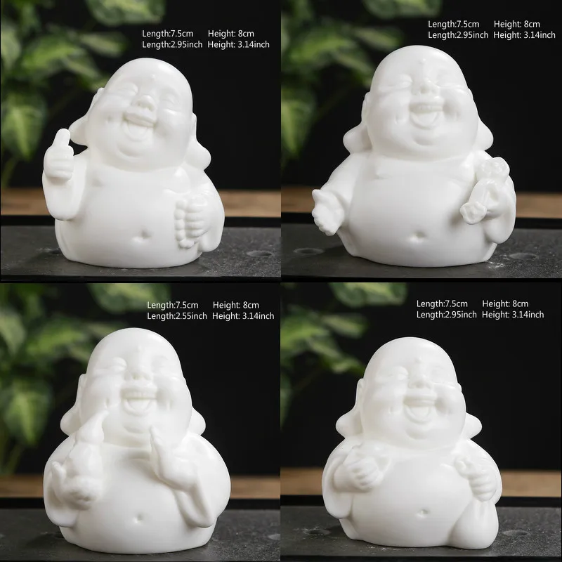 Белый фарфор Maitreya Buddha Stutues миниатюрные фигурки Tathagata чайники украшение сада