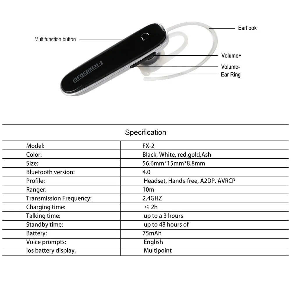 FineBlue mate 10 Магнитная Беспроводная bluetooth-гарнитура с шейным ремешком, спортивные наушники, стерео бас наушники с микрофоном и FX-2
