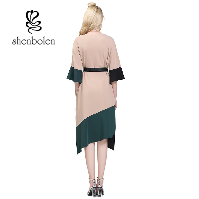 Shenbolen Elegante Vestido Mulheres Мода 2017 г. Ретро senhoras сделать Винтаж Нерегулярные Лоскутная