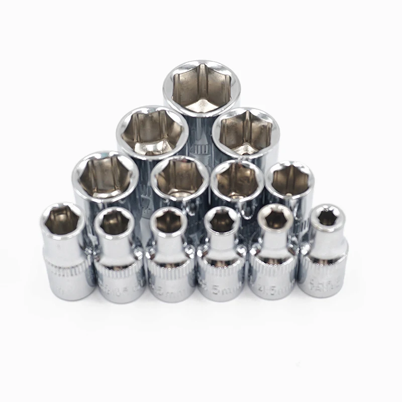 

13PCS 4-14MM 1/4" Metric Drive Wrench Socket Set CR-V Hex Impact Socket Adapter For Auto Car Repair Impact Socket Tool