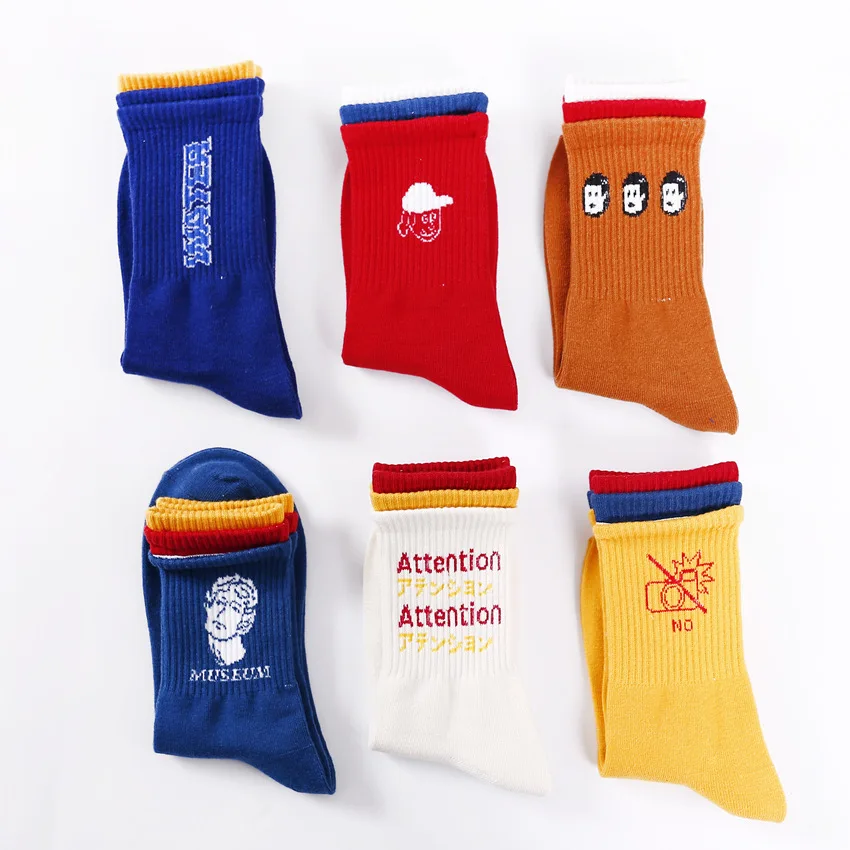 1 пара Хлопковых Носков корейские женские стильные длинные носки осенние зимние