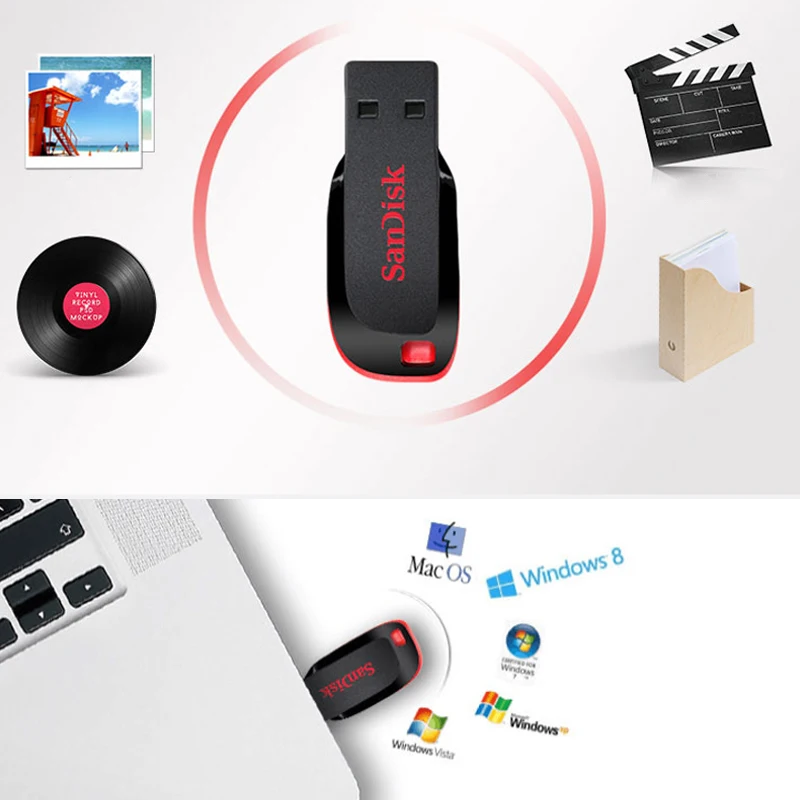 SanDisk CZ50 USB флэш-накопитель Cruzer Blade U диск 16 ГБ 32 ГБ мини-накопитель 64 ГБ Флешка USB 2,0 флэш-накопитель