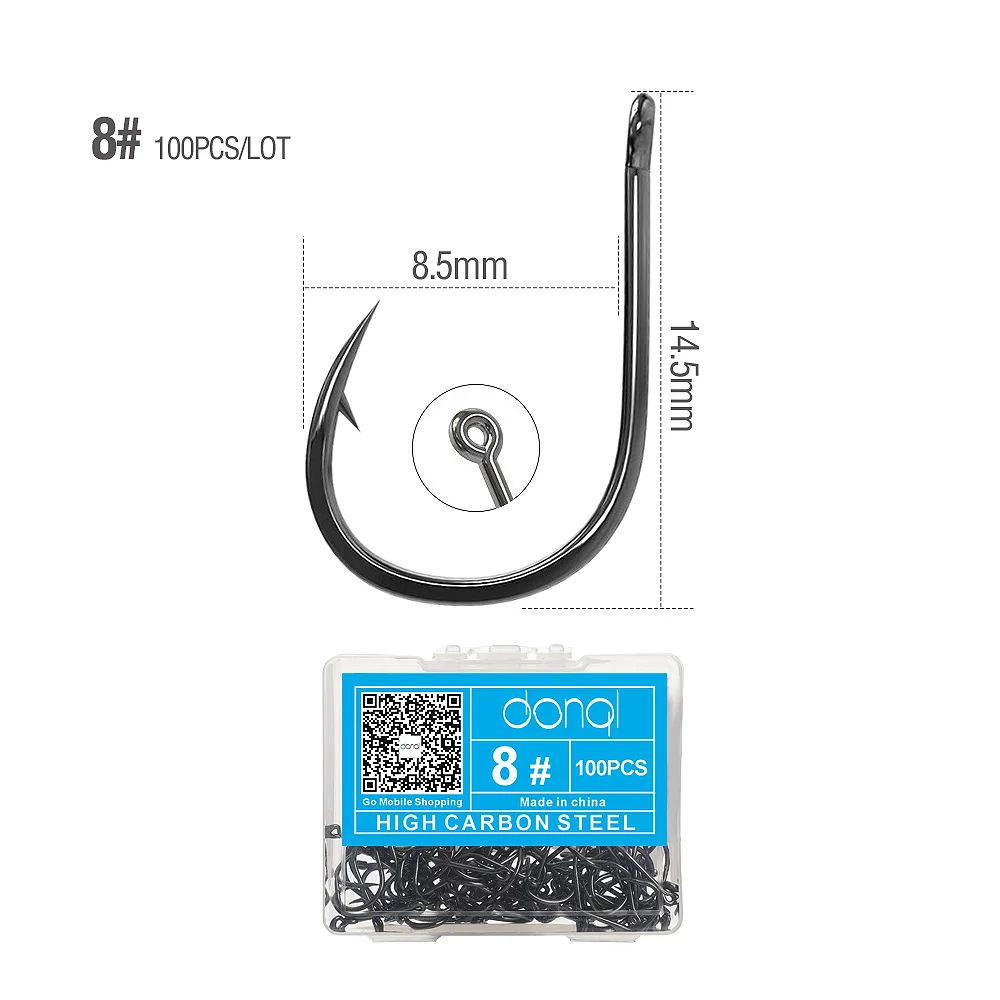 DONQL 100pcs/Box High Carbon Steel Fishing hooks Carp Fishing Jig Head for Fly fishing Accessories Barbed jig hook 3#- 12 - Цвет: 8