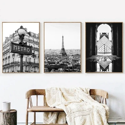 PH543854395440 Paris Photography Prints Black and White Posters Eiffel Tower Home Wall Art Pictures Canvas Painting Paris Gallery Wall Decor - Цвет: PH543854395440