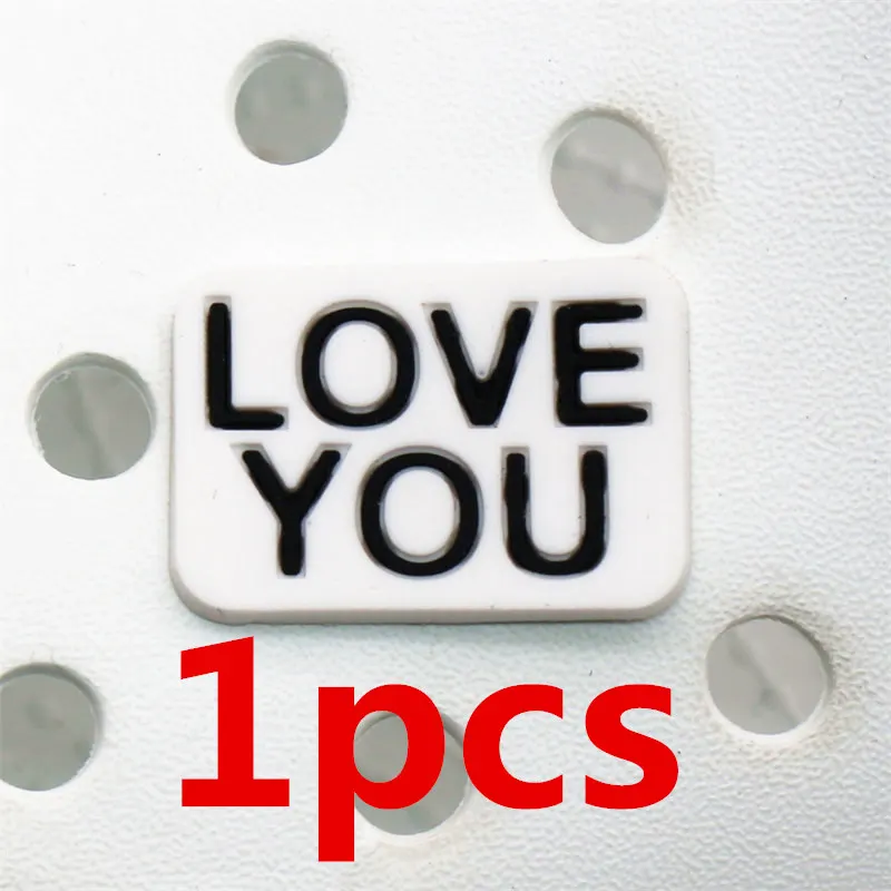 LOVE YOU 1pcs Одиночная от 1 до 6 шт новые аксессуары для обуви подвески глаза/VIP/поцелуй украшение для обуви для croc jibz Детские вечерние X-mas подарок DONG-YJ08 - Цвет: LOVE YOU 1pcs