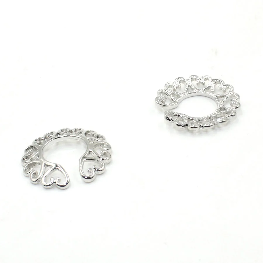 2Pcs body jewelry for women Nipple Clips Heart Shaped Fake Rings Circle Stainless Steel non piercing nipple shield | Украшения и