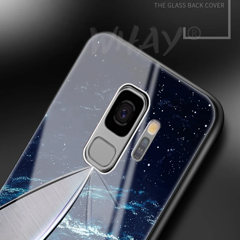 Tempered Glass For Samsung Galaxy S9 Plus Silicone Capa Luxury Patterned Back Case S9Plus Note 8 Note8 Cover |