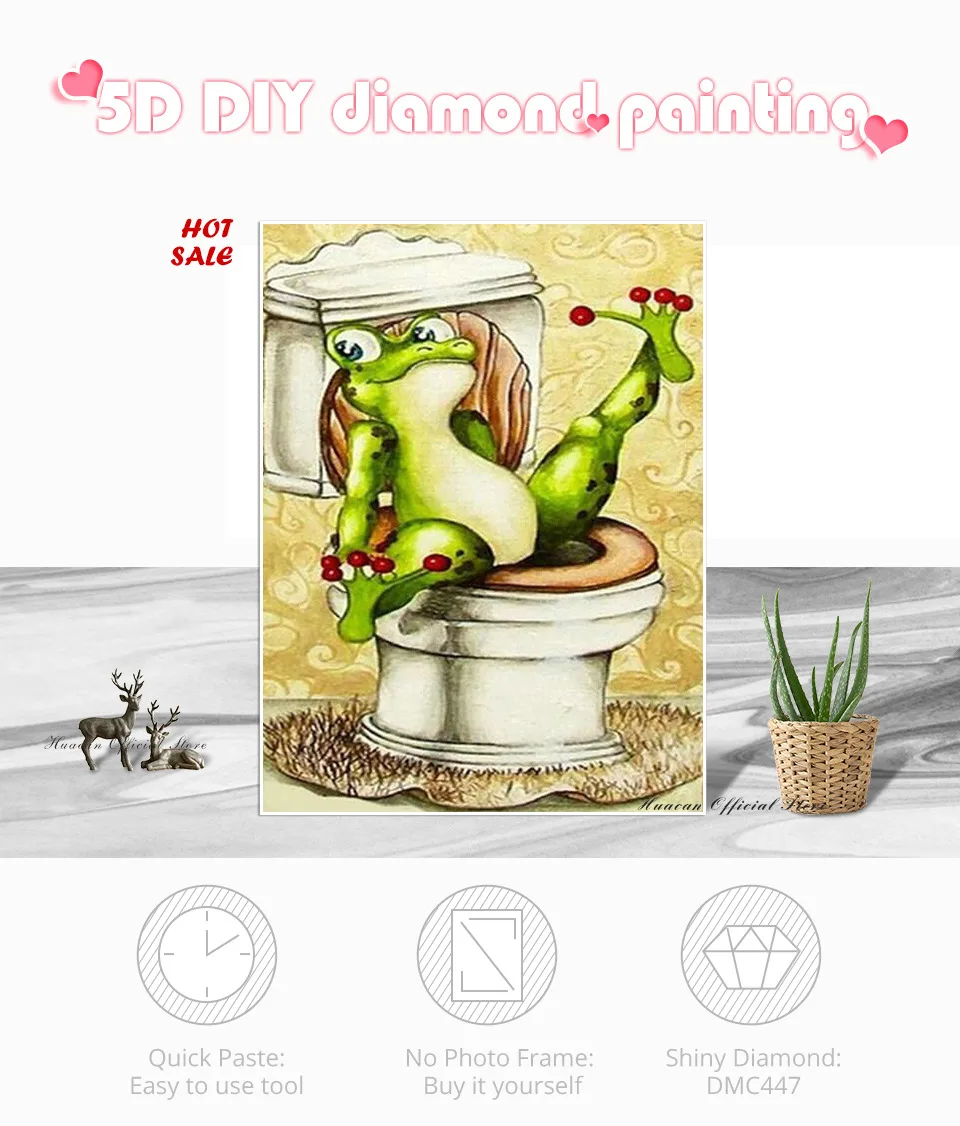 HUACAN DIY Алмазная вышивка 5D лягушка Алмазная вышивка мультфильм полная квадратная/круглая мозаичная краска с алмазной картинкой Стразы