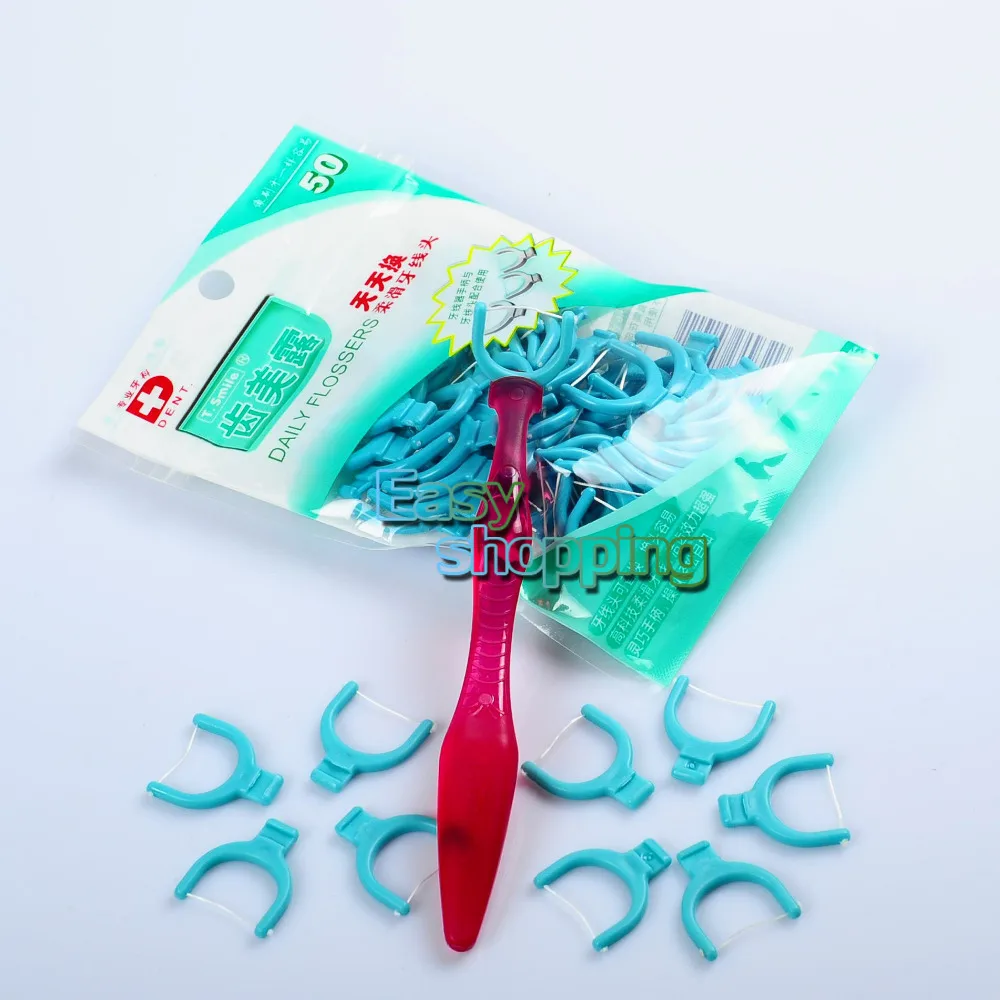 Держатель для зубной нити + 60 одноразовых насадок чистки полости рта 1 шт.|cleaner