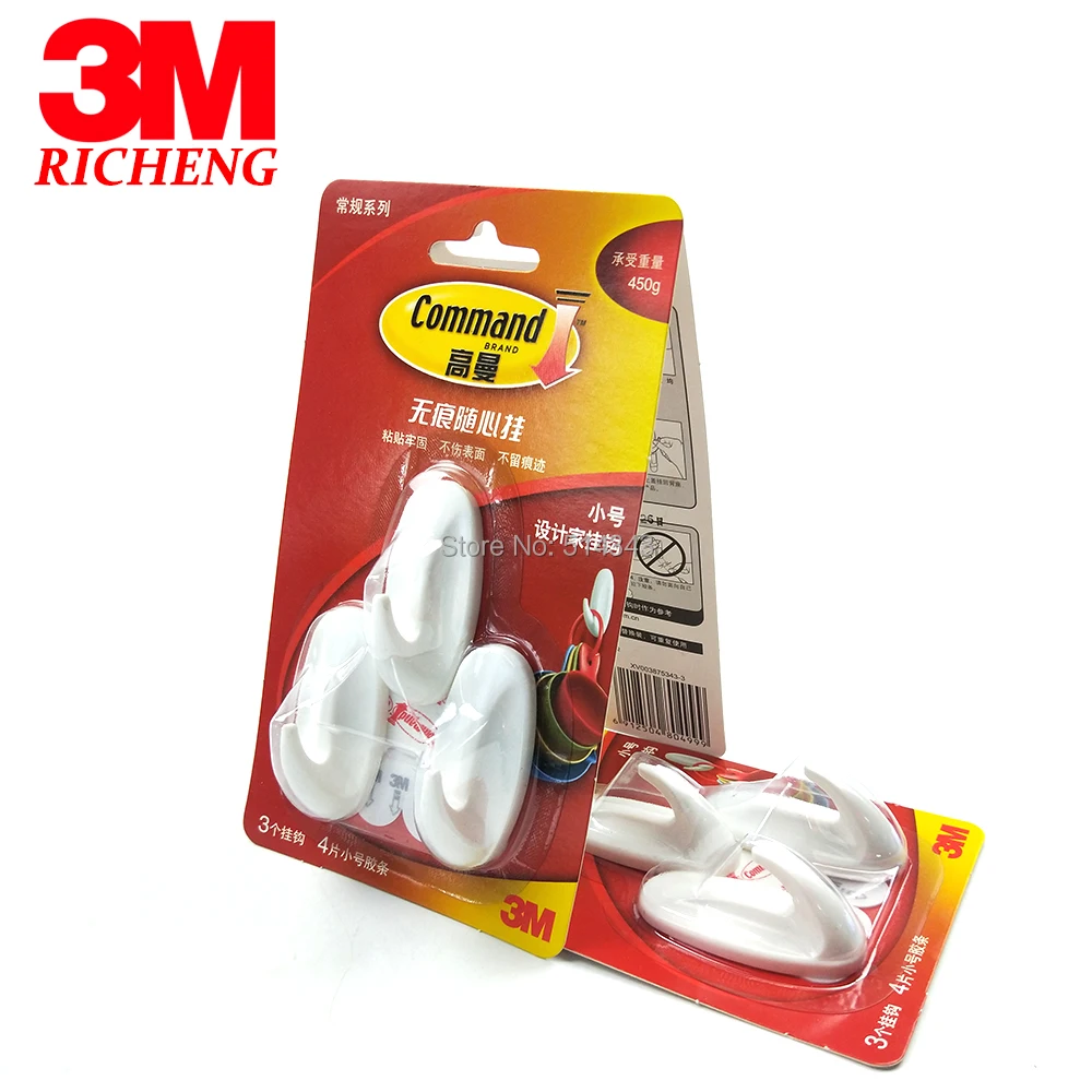 3M командные Крючки- по ценам на командные крючки маленькие 3M командные клейкие крючки 2 упаковки(3 крючка/упаковка) 450 г