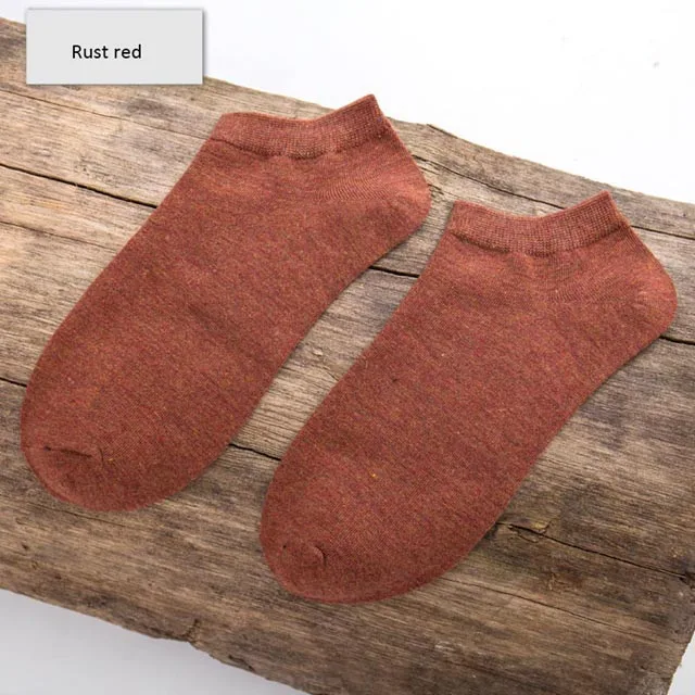 10 pairs rust red Летние высококачественные крутые мужские носки из бамбукового волокна, тонкие короткие носки, Харадзюку, однотонные мужские и женские носки, 10 пар/партия, размер США 7-9 - Цвет: 10 pairs rust red