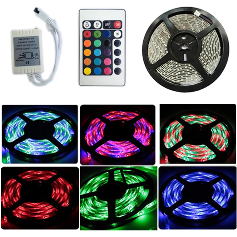 Горячая RGB 3528 светодиодный полосы 300 5M + ИК пульт дистанционного управления с 24 мя