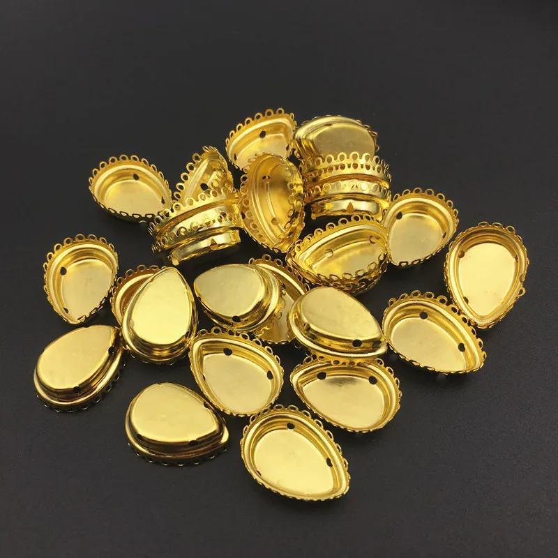 Arrivial в форме капель кружева настройки \ серебрянный/Золотые когти 4Holes10x14mm, 13x18 мм бусины в форме слезки металлические элементы для настройки декоративные камни