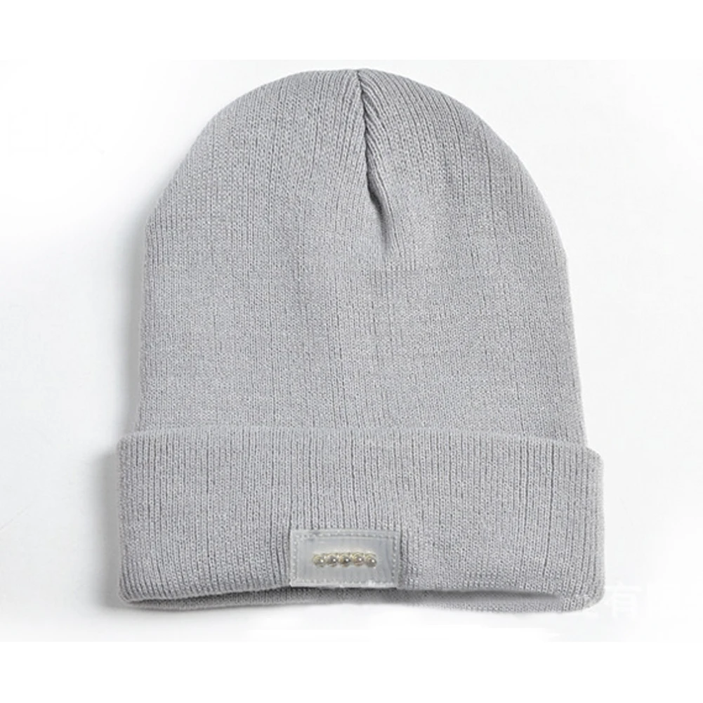 Теплые зимние светящиеся кепки головной убор со светодиодами шапочки для