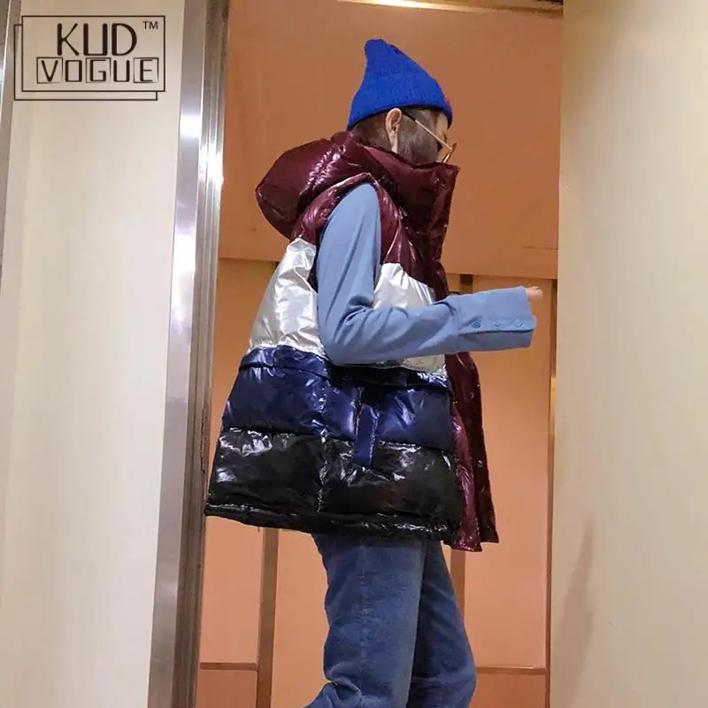 Женский жилет зимний женский осенняя блестящая парка для женщин уплотненная