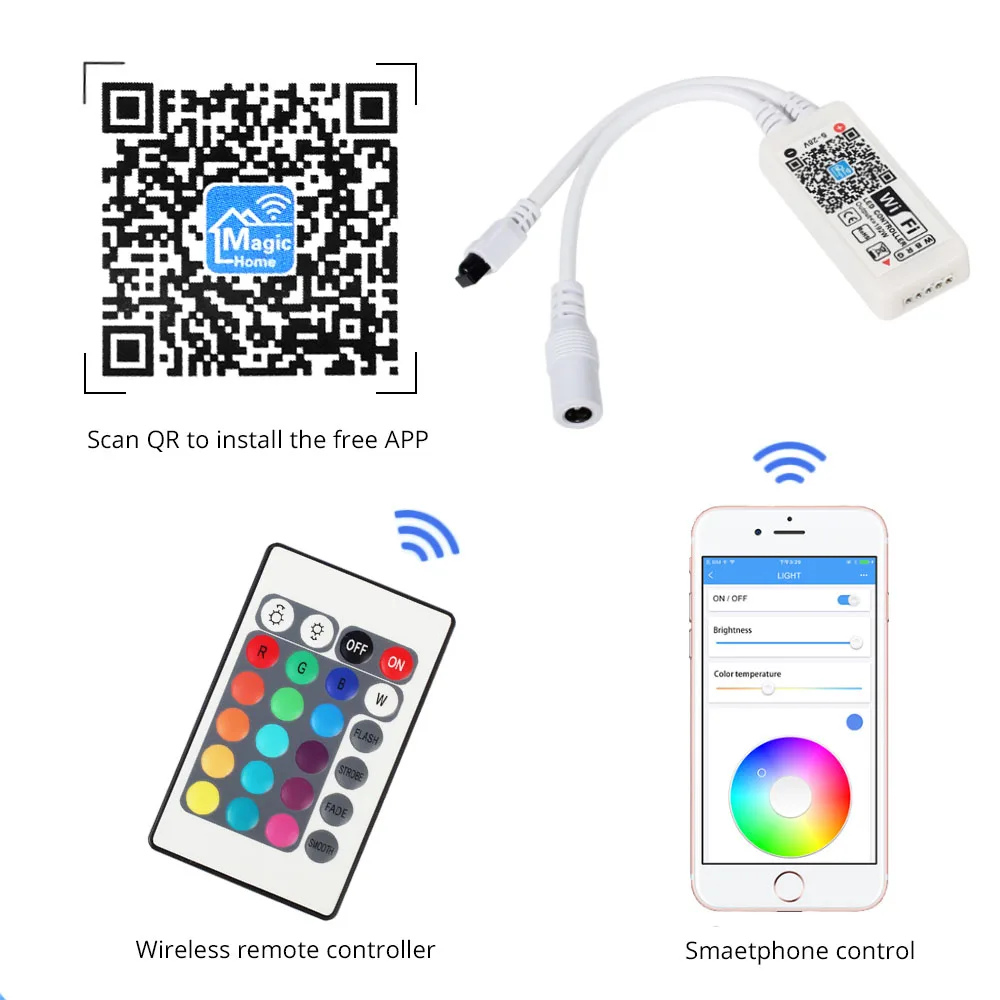 DC12V LED WIFI RGBW контроллер с 24 клавишным пультом дистанционного управления IOS/Android