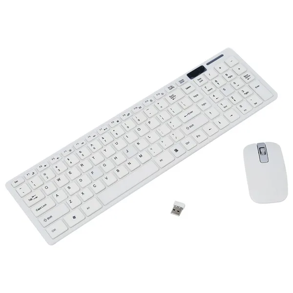 Белый Беспроводной 2,4 ГГц Gaming Keyboard И Мышь комбинированный Мощность экономии клавиатура клавиатуры беспроводные комбо