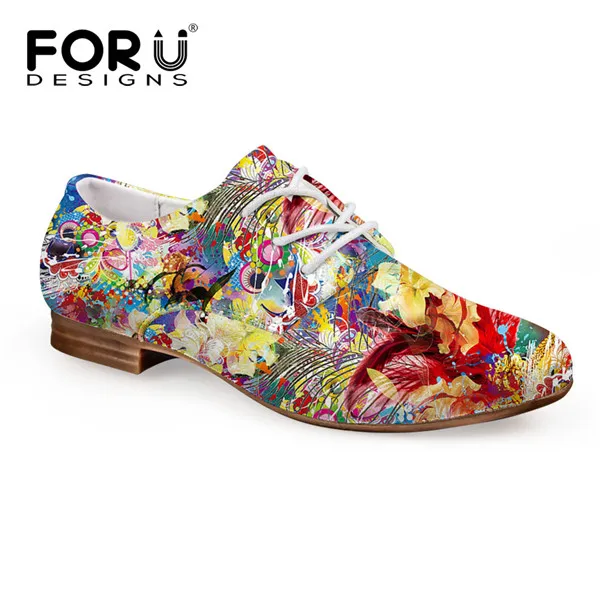 FORUDESIGNS/модные женские туфли на плоской подошве; повседневные кожаные оксфорды; женская с цветочным принтом; женские мокасины; балетки на плоской подошве; zapatos mujer - Цвет: C4351CD
