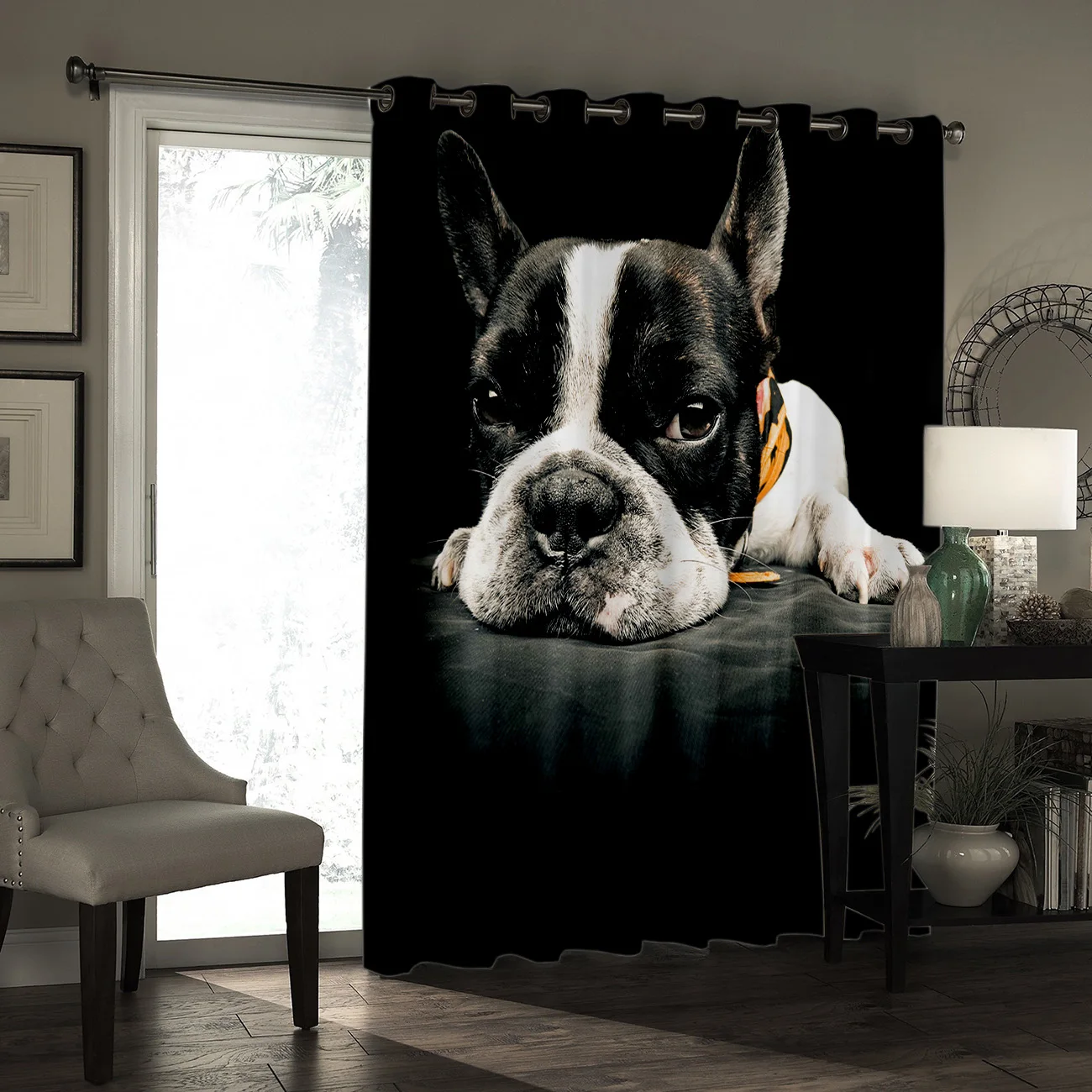 Оконные шторы в виде животных бульдога темные оконные кухонные драпировки