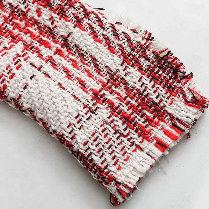 Женский твидовый блейзер с бахромой винтажный базовый в клетку зубчатым