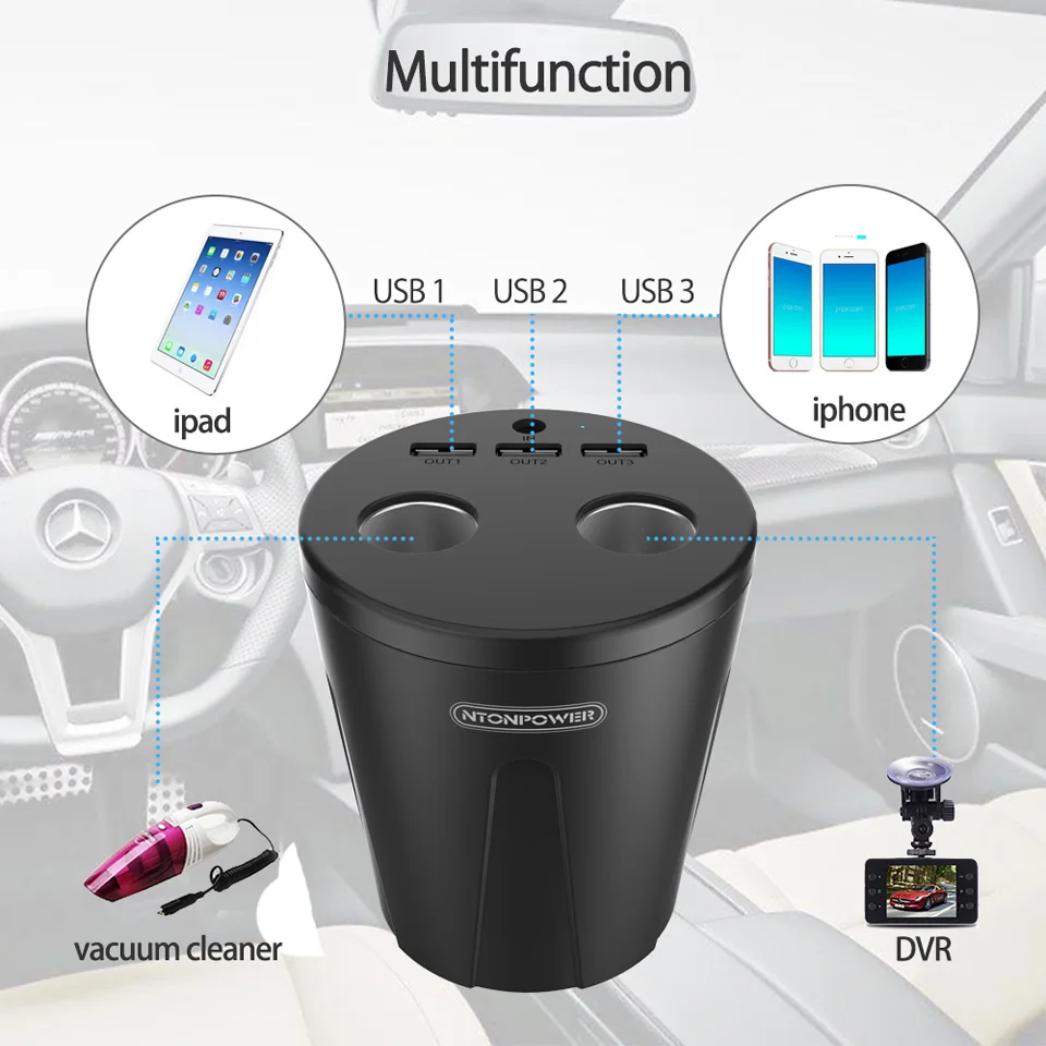 NTONPOWER MP 12V Выход USB Автомобильное зарядное устройство адаптер прикуривателя быстрое зарядное устройство для смартфонов/планшетов многофункциональная док-станция