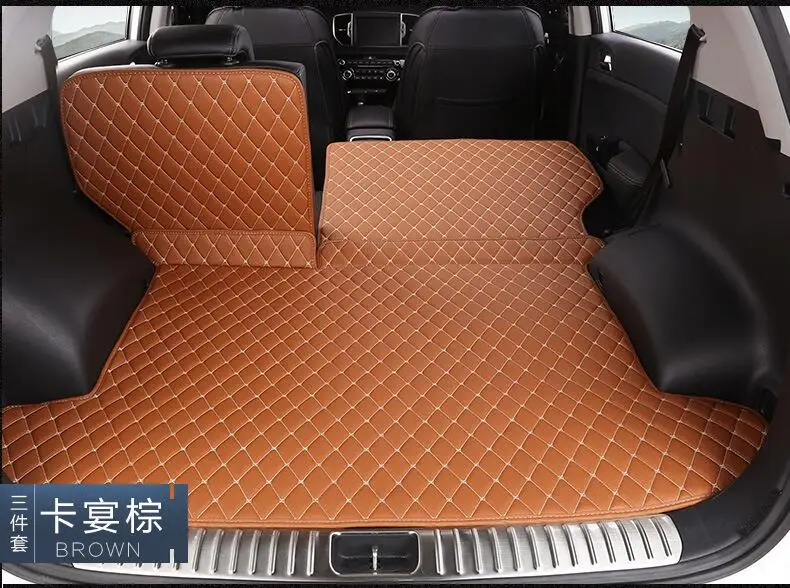 

Brand New For KIA KX5 2016 3PCS Car Styling Cargo Liner Car Trunk Mat Carpet Interior Floor Mats PU Leather Pad Auto Accessories