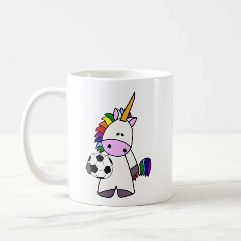 Забавный единорог игра в футбол мультфильм кофейная кружка детская чайная чашка