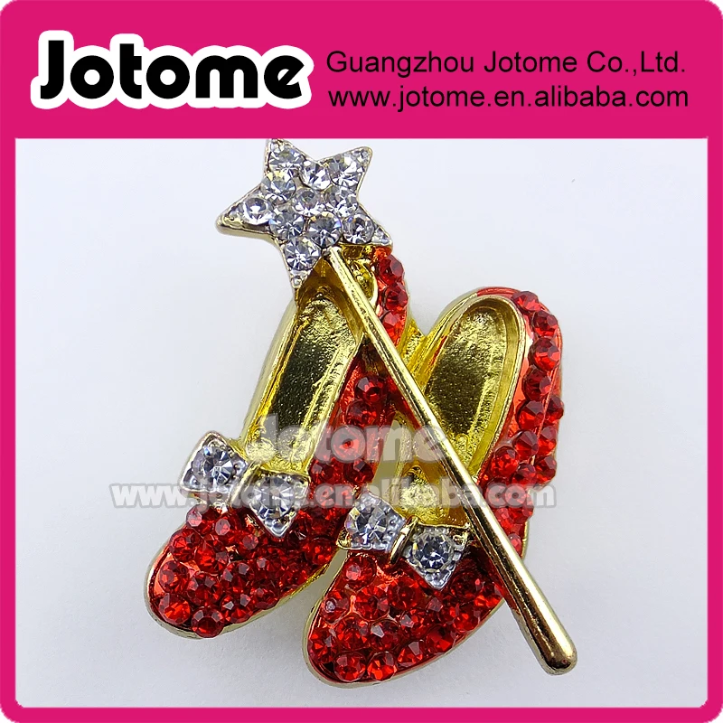 Брошь в виде Красной обуви со стразами 10 шт./лот|shoe brooch|red broochbrooches red |