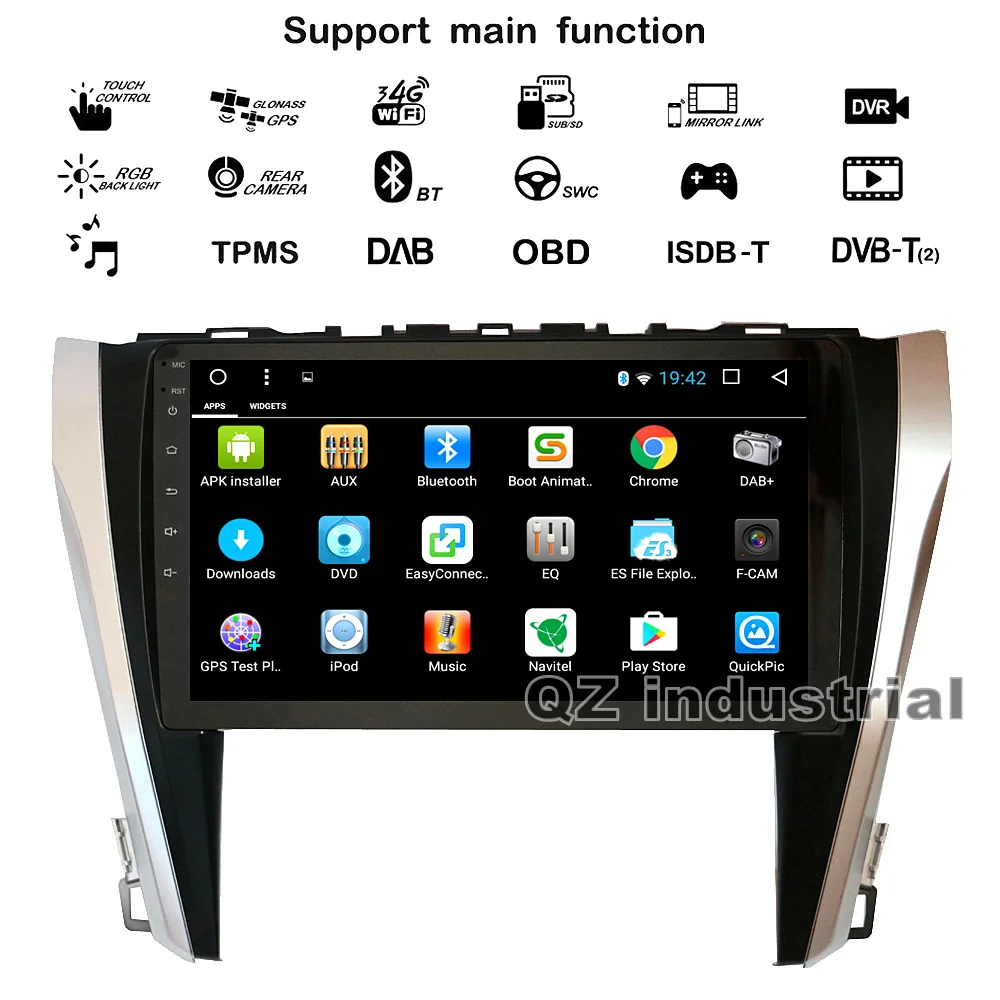 QZ industrial HD 10 2 &quotAndroid 8 1 T3 автомобильный DVD плеер для Toyota Camry 55 2015 с Canbus box 3G 4G WIFI GPS BT Navi