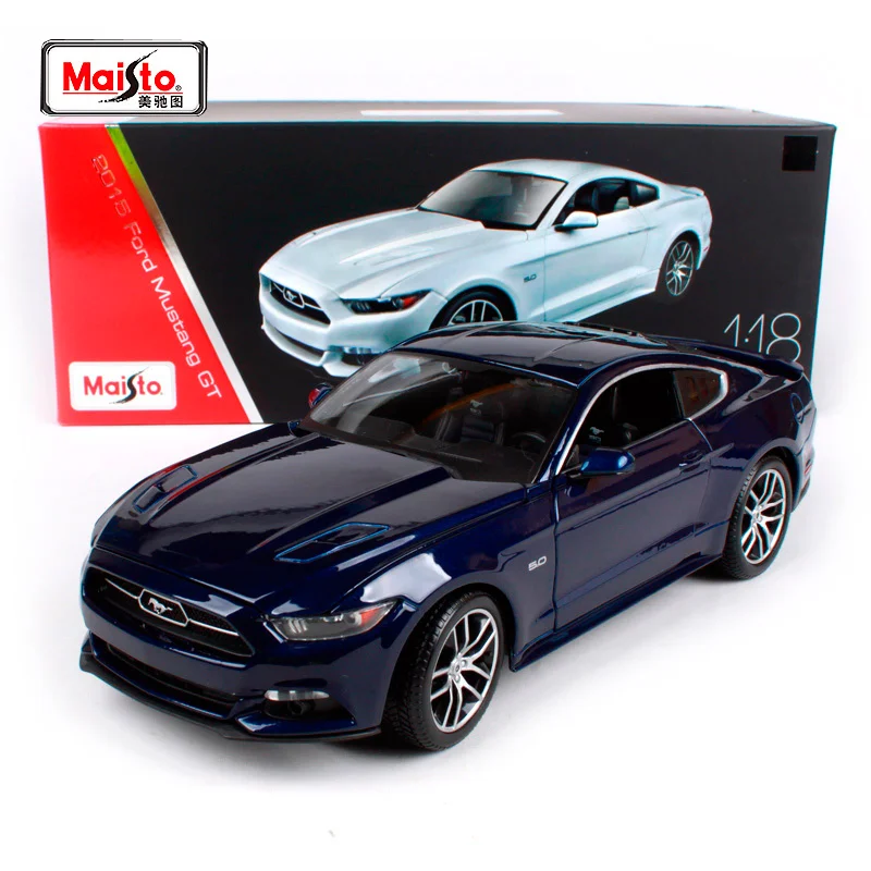 Maisto 1:18 Ford Mustang GT спортивный автомобиль с жесткой спинкой синий белый литой под давлением модель автомобиля игрушка Новинка в коробке 38133